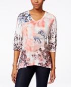 Style & Co. Sublimated Printed Crochet-back Top, Only At Macy's