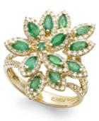 Brasilica By Effy Emerald (1-1/16 Ct. T.w.) And Diamond (5/8 Ct. T.w.) Flower Ring In 14k Gold