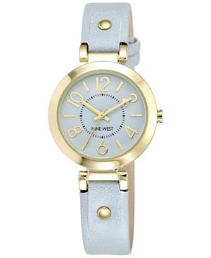 Nine West Women's Light Blue Leather Strap Watch 32mm Nw-1712lblb
