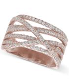 Giani Bernini Cubic Zirconia Crossover Ring In 18k Rose Gold-plated Sterling Silver, Only At Macy's