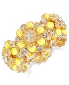 M. Haskell Gold-tone Yellow Flower And Crystal Stretch Bracelet