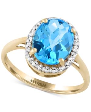 Final Call By Effy Blue Topaz (3-1/5 Ct. T.w.) & Diamond (1/10 Ct. T.w.) Ring In 14k Gold