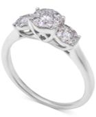 Diamond Triple Halo Engagement Ring (1/2 Ct. T.w.) In 14k White Gold