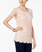 Inc International Concepts Embellished Crocheted Top, Only At Macy's