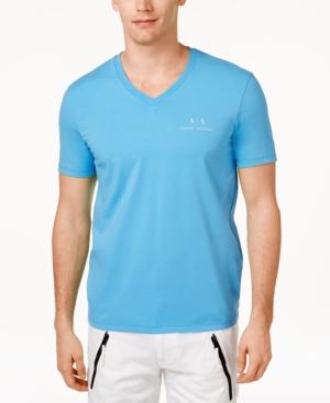 Armani Exchange Men's Signature Ax Embroidered Logo V-neck T-shirt
