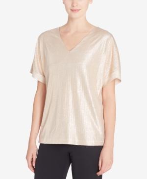 Catherine Catherine Malandrino Metallic V-neck Top