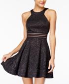 City Studios Juniors' Glitter Illusion Fit & Flare Dress