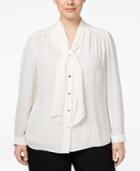 Tahari Asl Plus Size Tie-neck Blouse