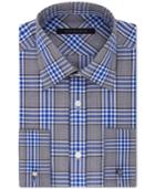 Sean John Men's Classic-fit Blue Plaid Dress Shirt
