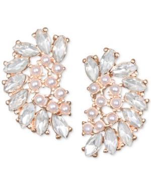 Jewel Badgley Mischka Crystal & Imitation Pearl Arch Stud Earrings