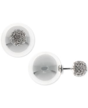 Nine West Silver-tone Crystal Front-back Earrings