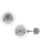 Nine West Silver-tone Crystal Front-back Earrings