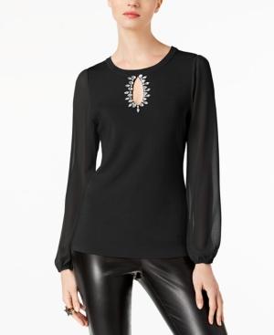 Inc International Concepts Embellished Keyhole Sweater, Created For Macy's