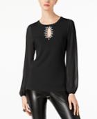 Inc International Concepts Embellished Keyhole Sweater, Created For Macy's