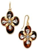 Charter Club Gold-tone Crystal & Tortoise-look Drop Earrings, Created For Macy's
