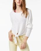 One Hart Juniors' Tie-front Sweater, Created For Macy's