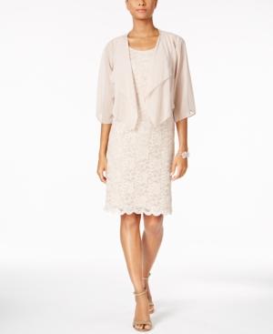 Jessica Howard Petite Shimmer Lace Sheath Dress & Chiffon Jacket