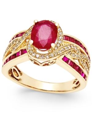 Ruby (2-3/4 Ct. T.w.) And Diamond (1/3 Ct. T.w.) Statement Ring In 14k Gold