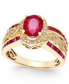 Ruby (2-3/4 Ct. T.w.) And Diamond (1/3 Ct. T.w.) Statement Ring In 14k Gold