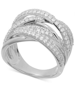Arabella Swarovski Zirconia Woven-look Statement Ring In Sterling Silver