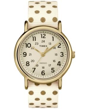 Timex Women's Weekender Cream With Gold Dots Nylon Strap Watch 40mm Tw2p66100jt