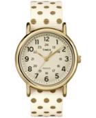 Timex Women's Weekender Cream With Gold Dots Nylon Strap Watch 40mm Tw2p66100jt
