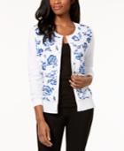 Charter Club Printed-lace Cardigan, Created For Macy's
