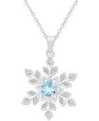 Blue Topaz (1/2 Ct. T.w.) & Diamond Accent Snowflake Pendant Necklace In Sterling Silver