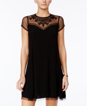 Trixxi Juniors' Embroidered Illusion Shift Dress
