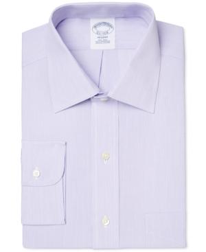 Brooks Brothers Men's Milano Extra-slim Fit Non-iron Hairline Purple Striped Dress Shirt