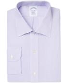 Brooks Brothers Men's Milano Extra-slim Fit Non-iron Hairline Purple Striped Dress Shirt