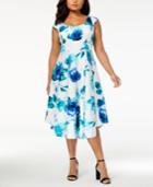 Calvin Klein Plus Size Cotton Floral-print Midi Dress