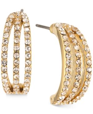Carolee Gold-tone Pave Half-hoop Earrings