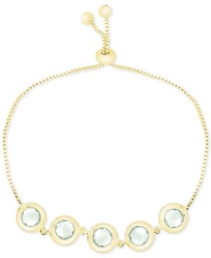 Victoria Townsend Green Quartz Bezel-set Adjustable Bracelet (6 Ct. T.w.) In 18k Gold-plated Sterling Silver