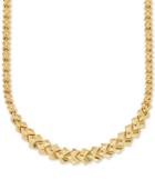 Stampato Leaf Link 17 Chain Necklace In 10k Gold
