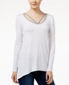 Ultra Flirt Juniors' Strappy Double V-neck Top