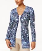 Jm Collection Petite Printed Flyaway Cardigan, Only At Macy's
