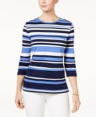 Karen Scott Striped Active Top, Only At Macy's