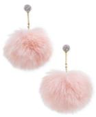 Kate Spade New York Gold-tone Pave Orb & Faux Fur Pouf Drop Earrings