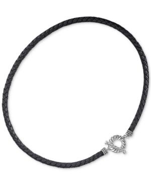 American West Braided Leather Collar Necklace In Sterling Silver