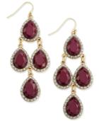 Inc International Concepts Gold-tone Wine Stone And Pave Chandelier Earrings, Only At Macy's