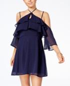 Trixxi Juniors' Ruffled Cold-shoulder Dress