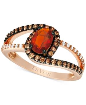 Le Vian Chocolatier Neon Tangerine Fire Opal (1/3 Ct. T.w.) And Diamond (3/8 Ct. T.w.) Ring In 14k Rose Gold