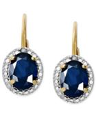 Victoria Townsend 18k Gold Over Sterling Silver Earrings, Sapphire (2 Ct. T.w.) And Diamond Accent Oval Leverback Earrings
