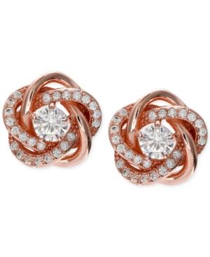 Giani Bernini Cubic Zirconia Love Knot Stud Earrings In 18k Rose Gold-plated Sterling Silver, Only At Macy's