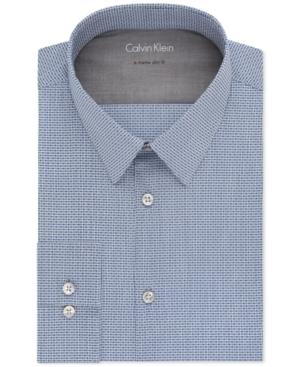 Calvin Klein X Extra Slim-fit Stream Blue Dobby Check Dress Shirt