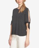 Cece Stencil Foulard Printed Slit-sleeve Blouse
