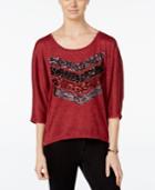 Miss Chievous Juniors' Sequined Chevron Dolman-sleeve T-shirt