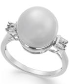 Cultured South Sea Pearl (11mm) And Diamond (1/5 Ct. T.w.) Ring In 14k White Gold