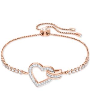 Swarovski Rose Gold-tone Crystal Heart & Circle Slider Bracelet